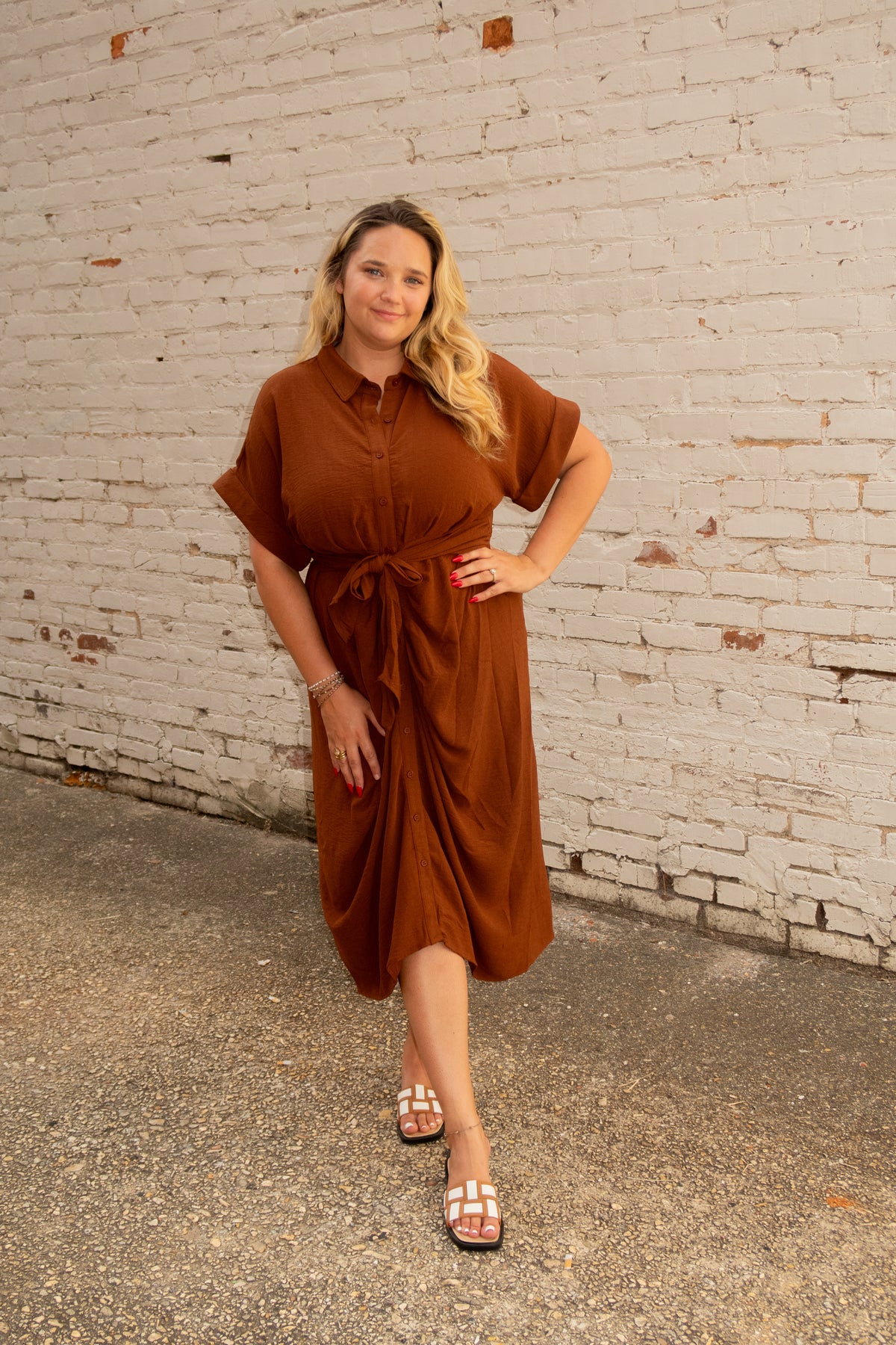 Brown Tie Front Dress
