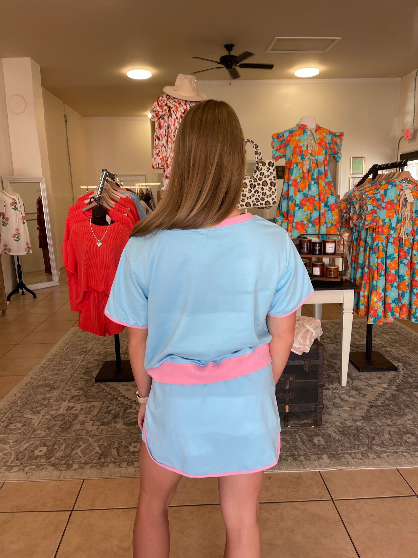 Blue & Pink Skort Set