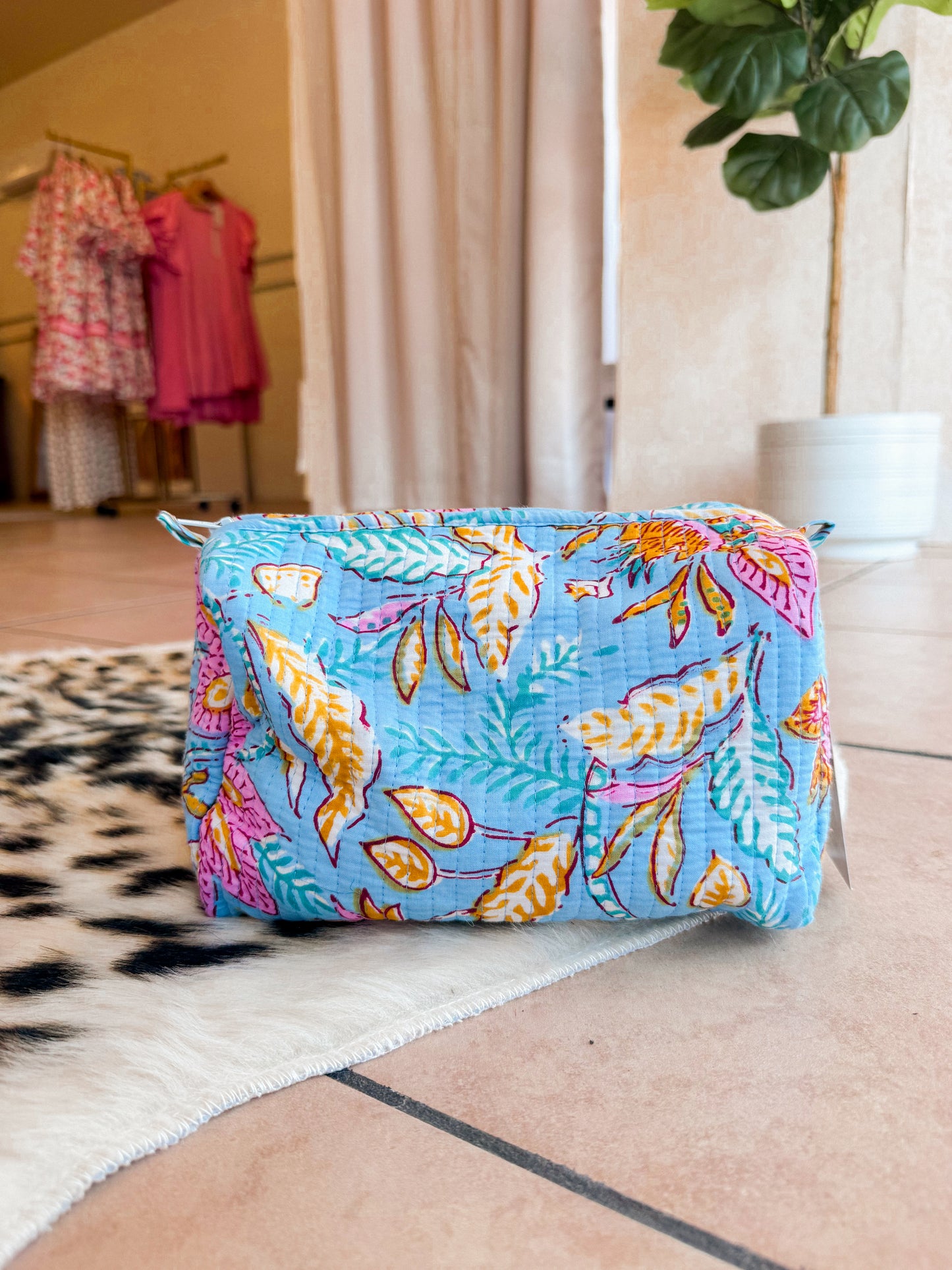 Blue Floral Quilted Bag