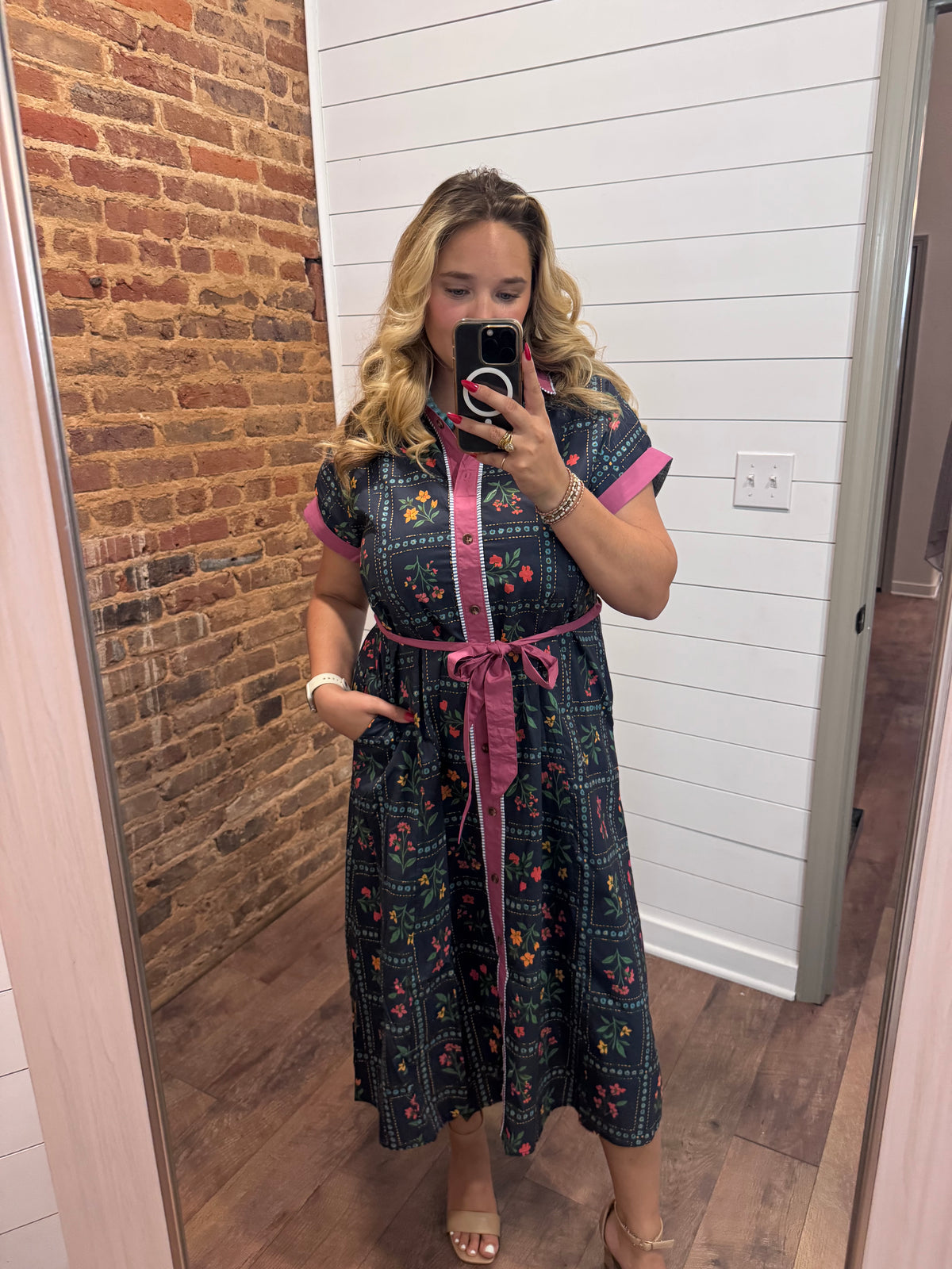Navy Floral Fall Dress