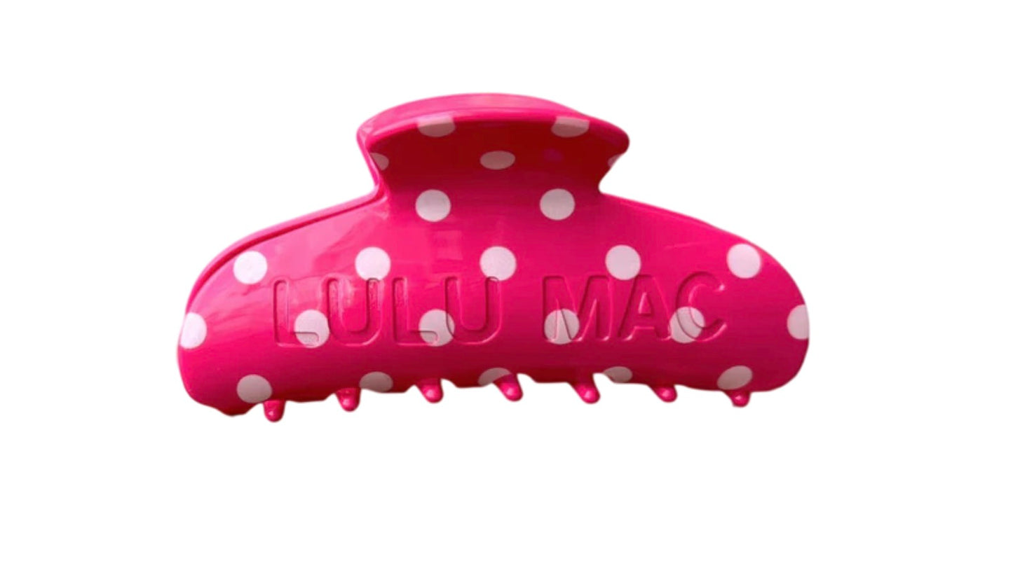 Lulu Mac Everyday Claw Clip Hot Pink/White Dot