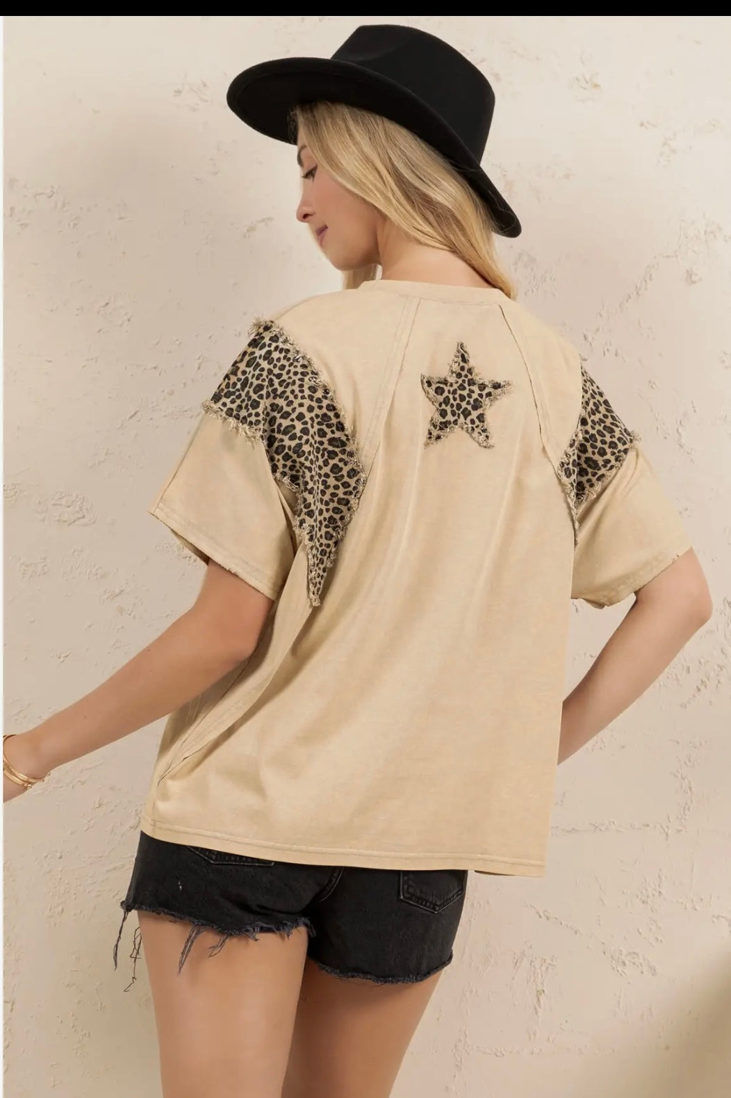 Patchwork Vintage Star Cheetah Print Tee