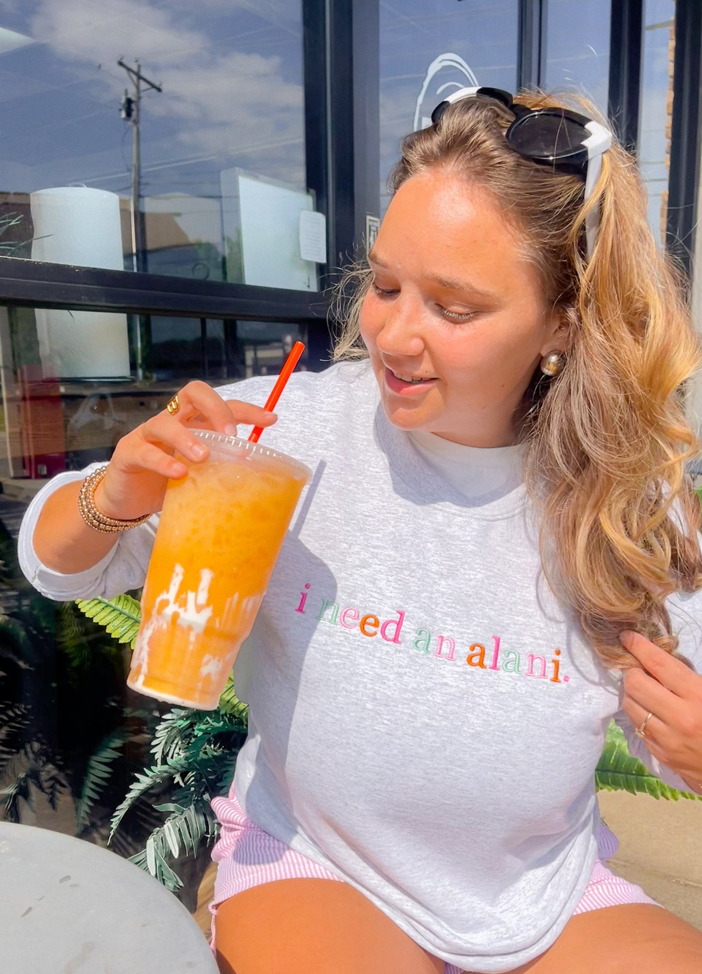 “I Need an Alani” Embroidered Heather Gray Sweatshirt