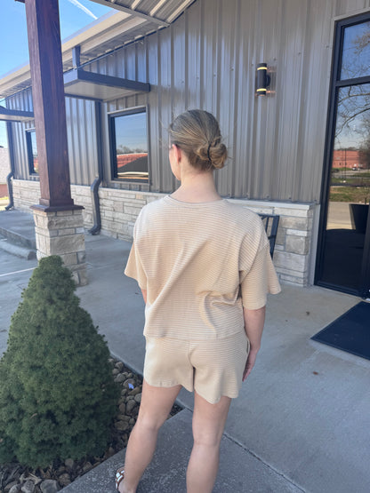 Tan Pin Striped Set