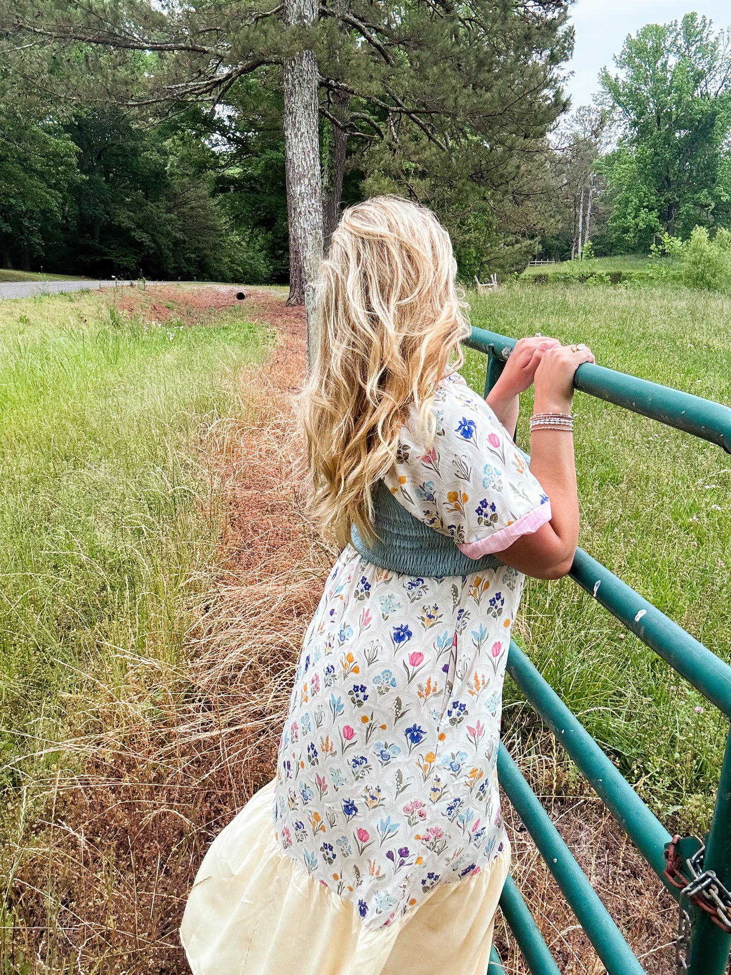 Floral Square Neck Pastel Long Dress