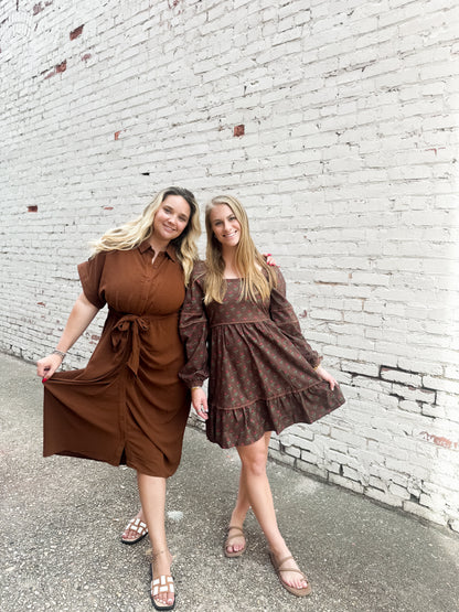 Brown Tie Front Dress