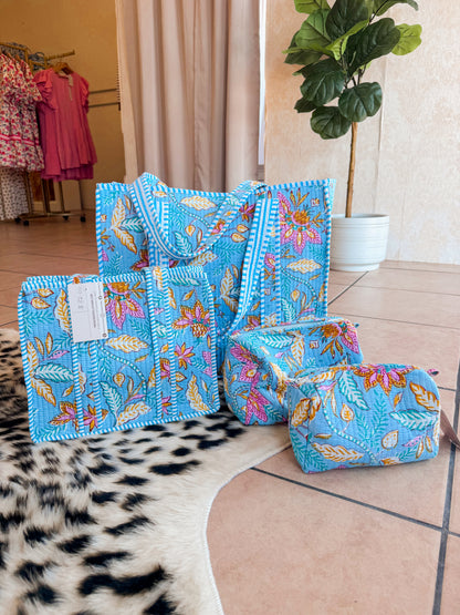 Blue Floral Quilted Bag