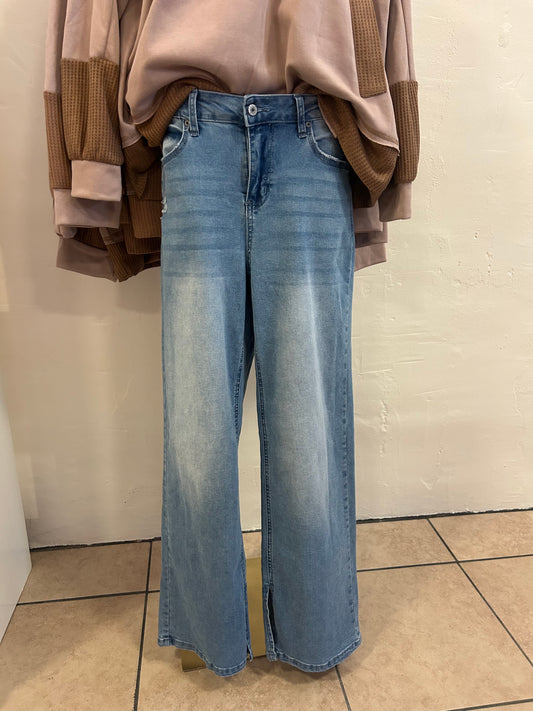 Light Washed Wide Leg Jeans