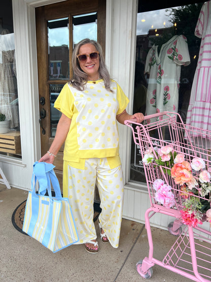 Yellow Polka Dot Pants Set