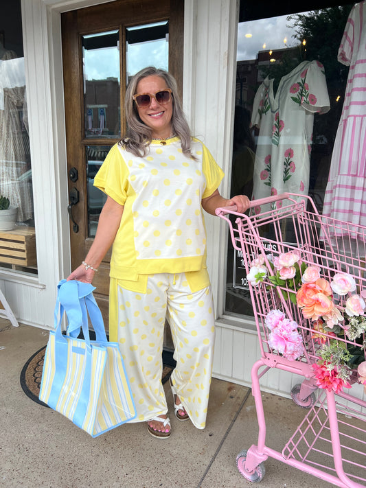 Yellow Polka Dot Pants Set