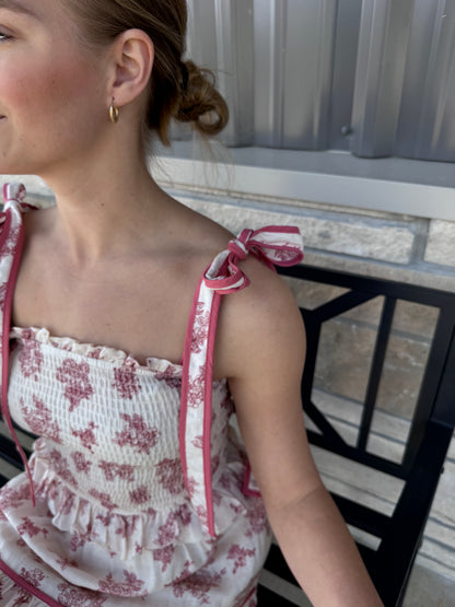 Tie Top Dress With Floral Print