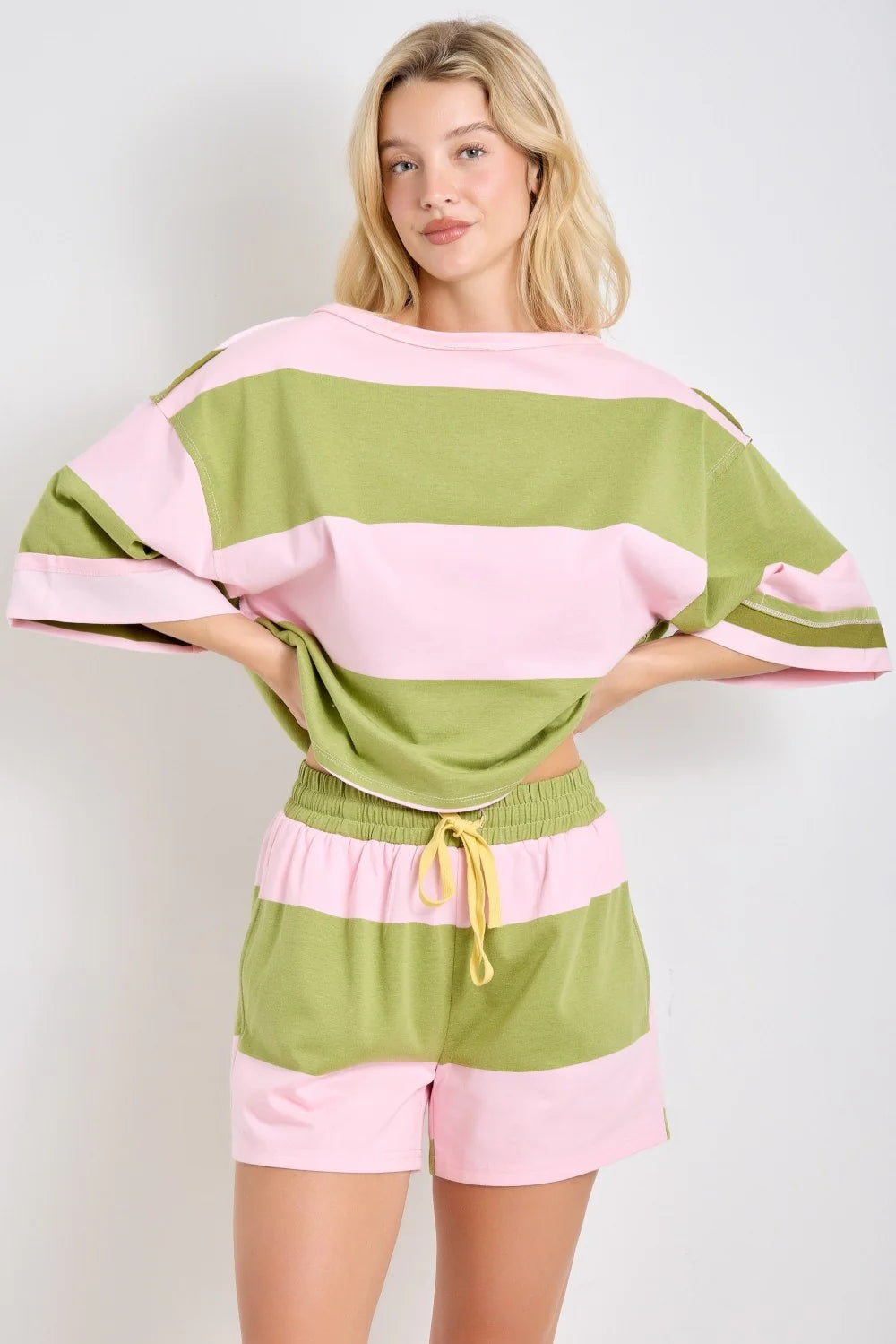 Pink and Green Striped Set