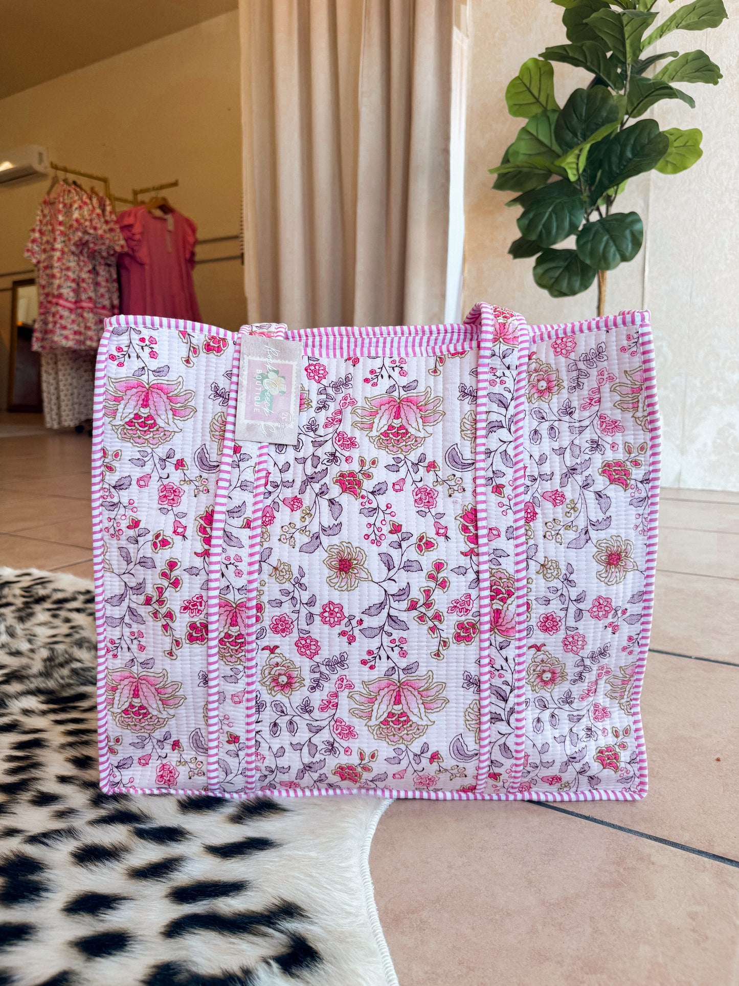Light Pink Floral Quilted Bag
