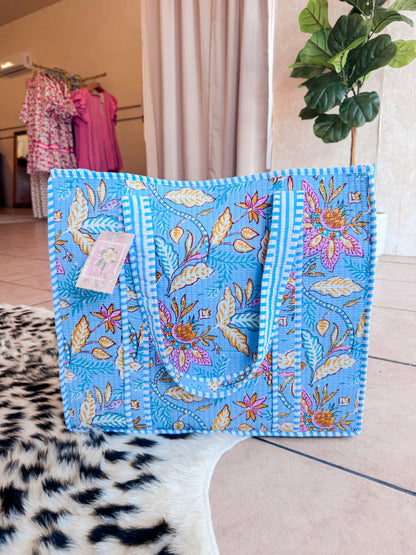 Blue Floral Quilted Bag