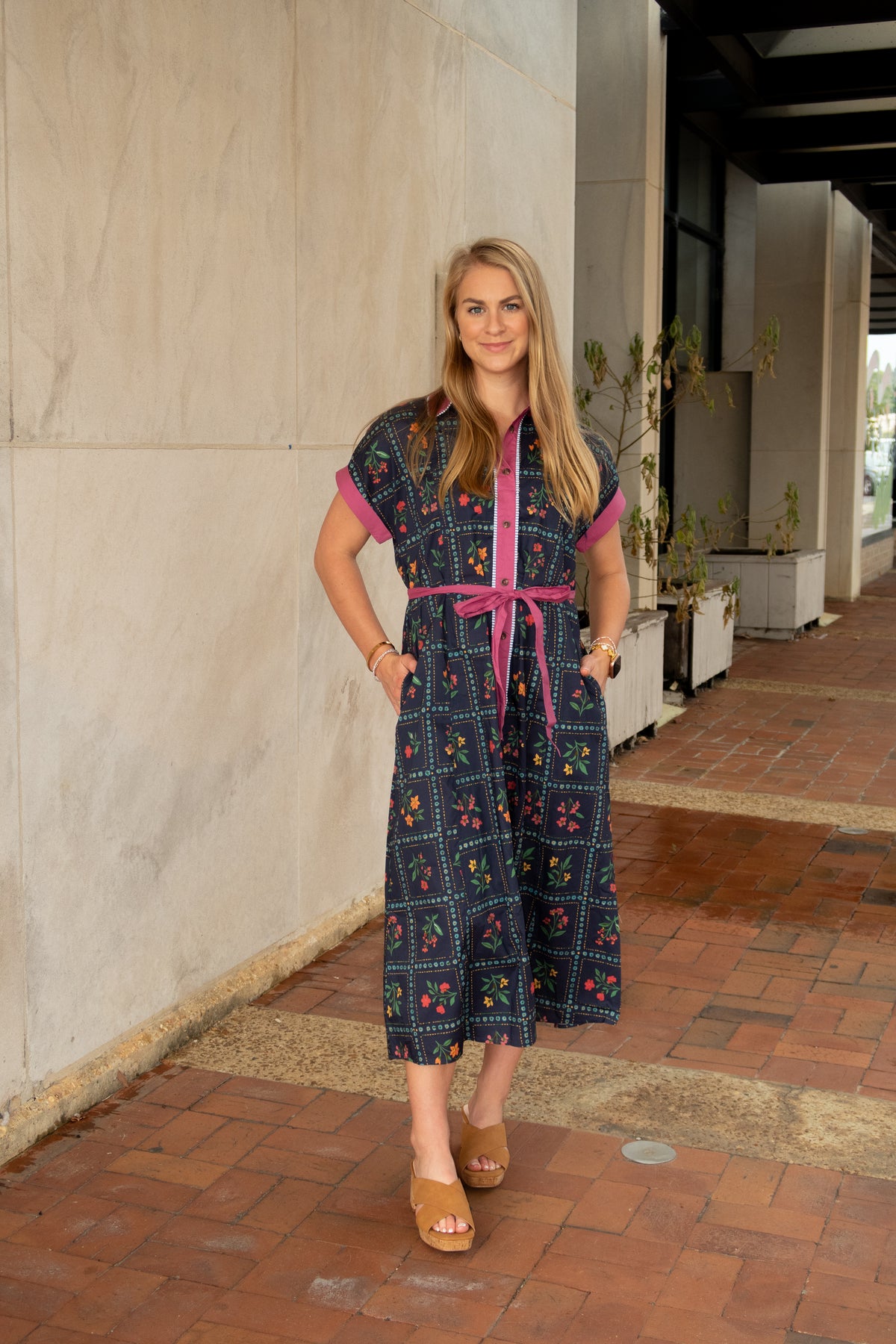 Navy Floral Fall Dress