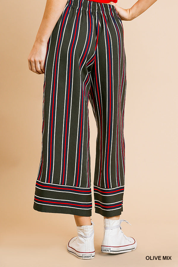 Olive & Red Striped Lightweight Pants