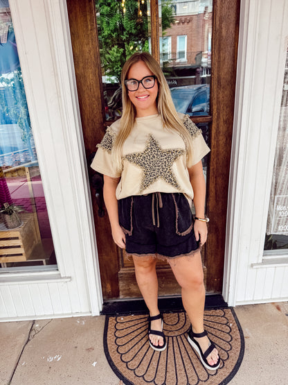 Frayed edge terry cloth shorts
