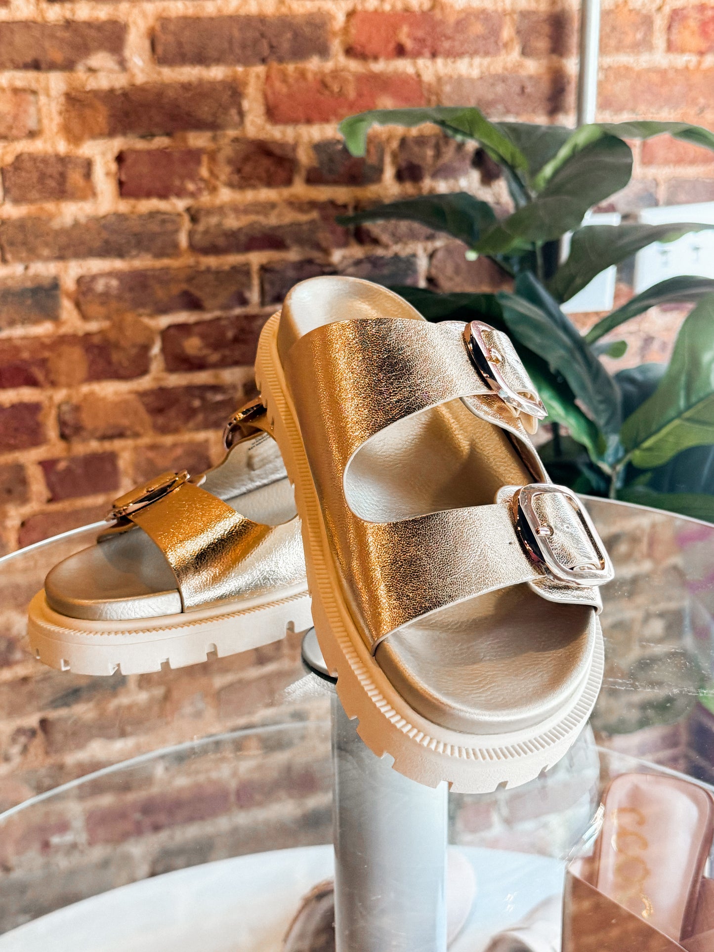 Gold Slip On Mia Sandals