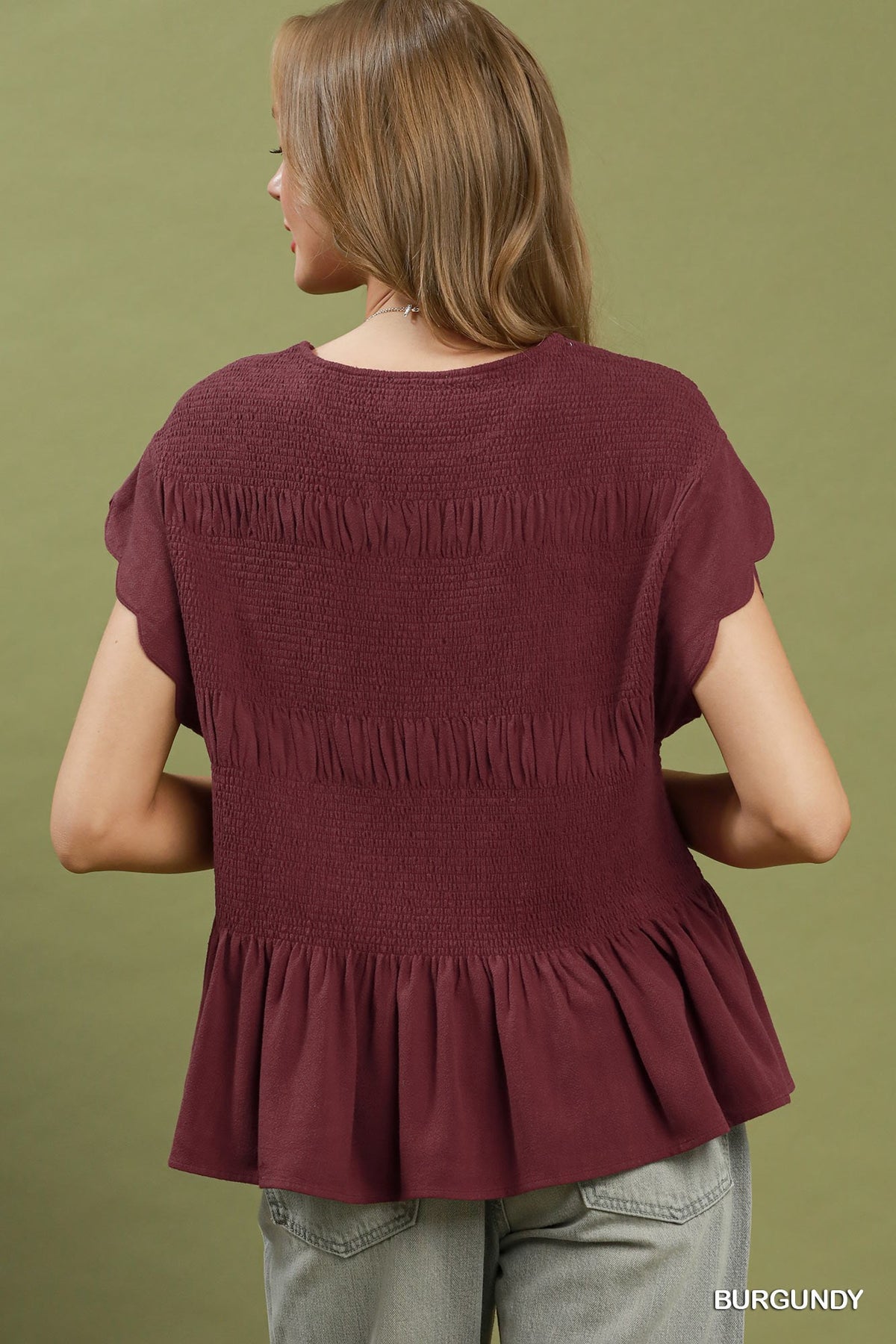 Burgundy Peplum Top