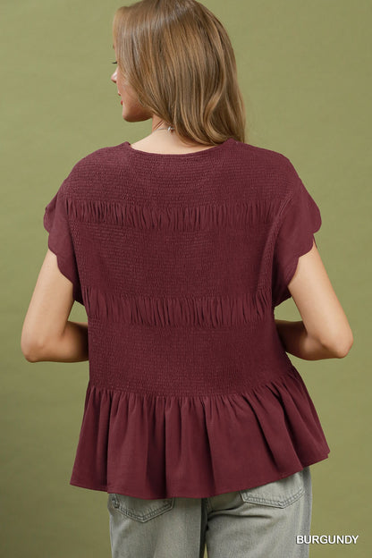Burgundy Peplum Top