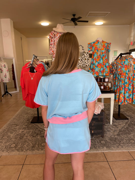 Blue & Pink Skort Set