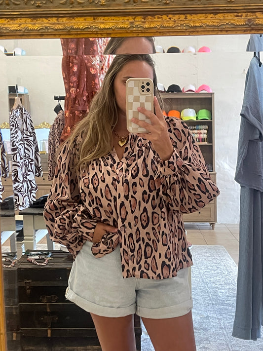 Cheetah print lightweight long sleeve top