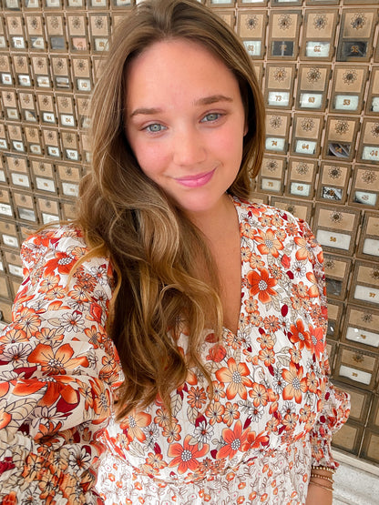 Floral Patterned Long Sleeve Dress