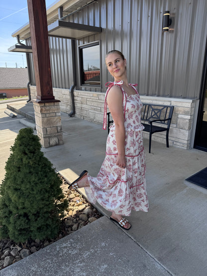 Tie Top Dress With Floral Print