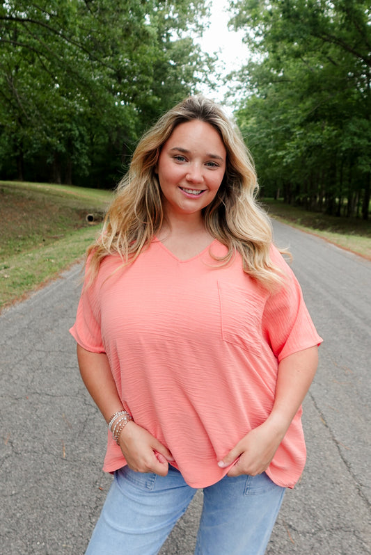 Coral Airflow Pocket Lightweight Top