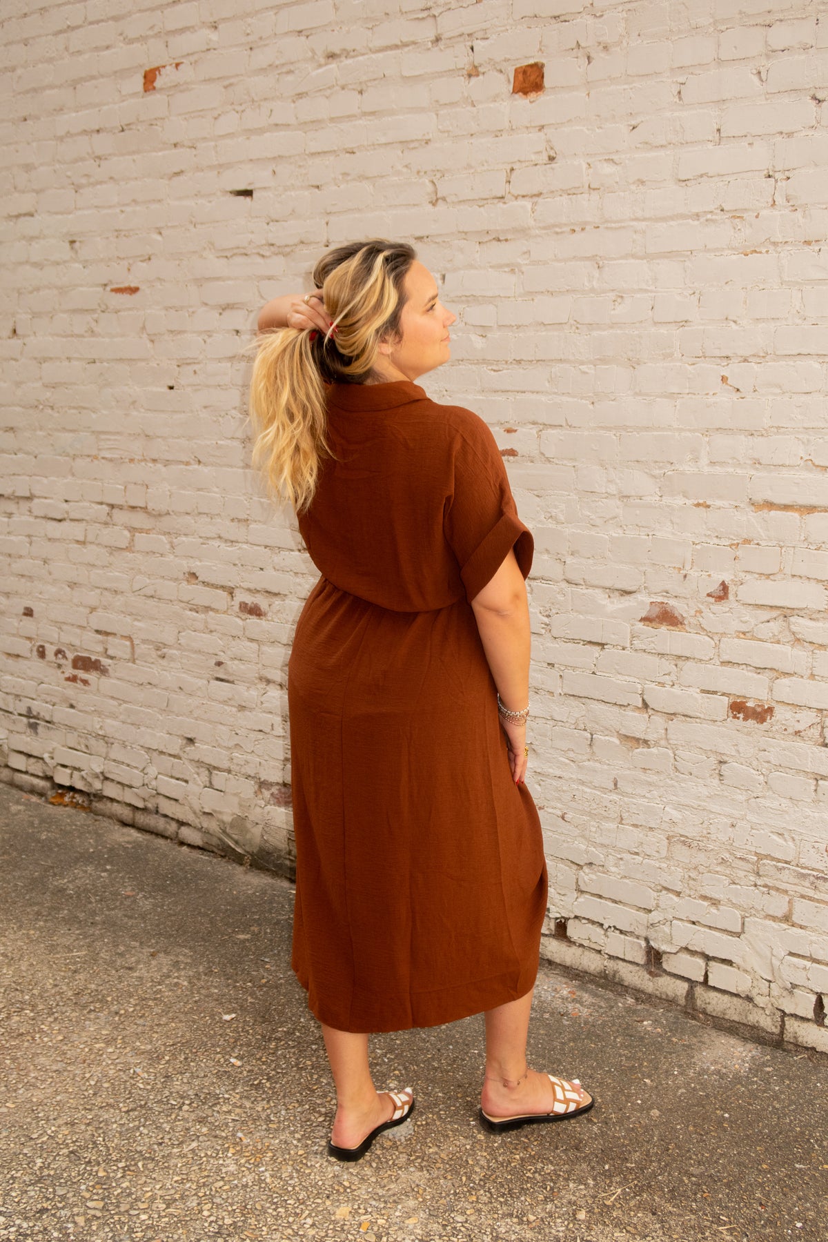Brown Tie Front Dress