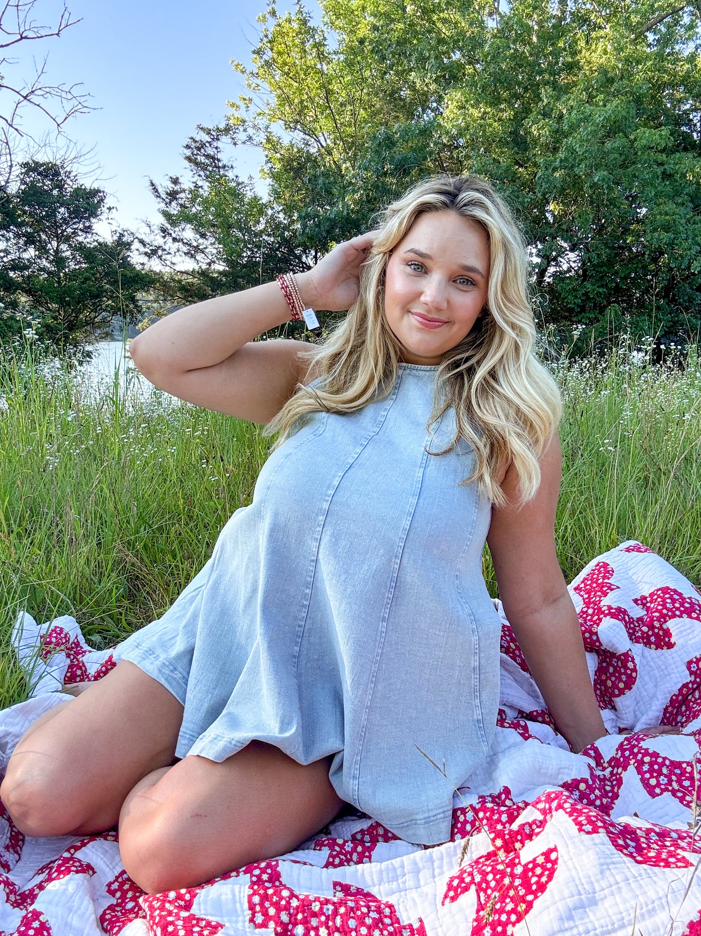 Light Wash Denim Shorts Set