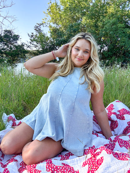 Light Wash Denim Shorts Set