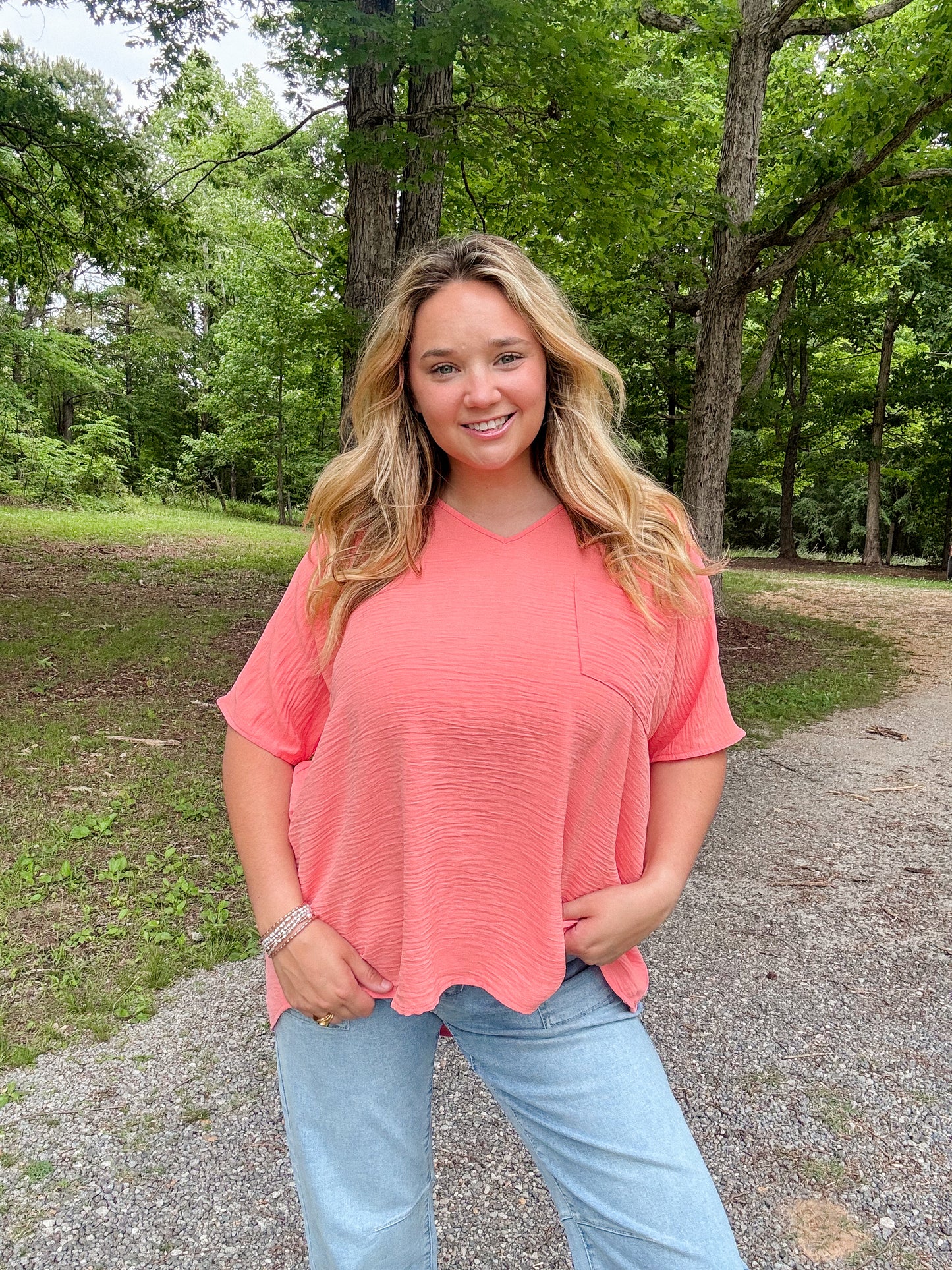 Coral Airflow Pocket Lightweight Top