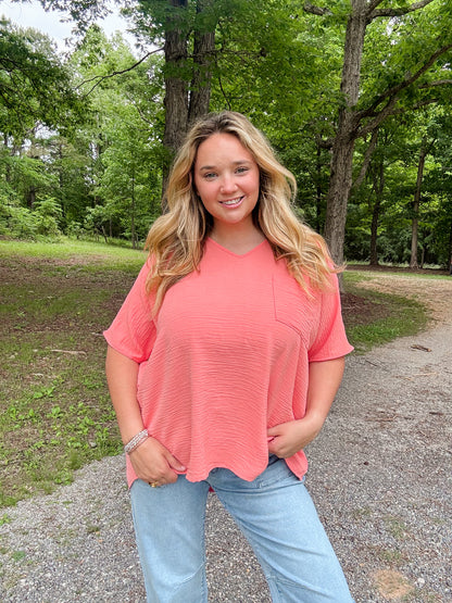 Coral Airflow Pocket Lightweight Top
