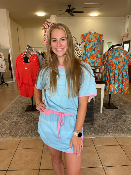 Blue & Pink Skort Set