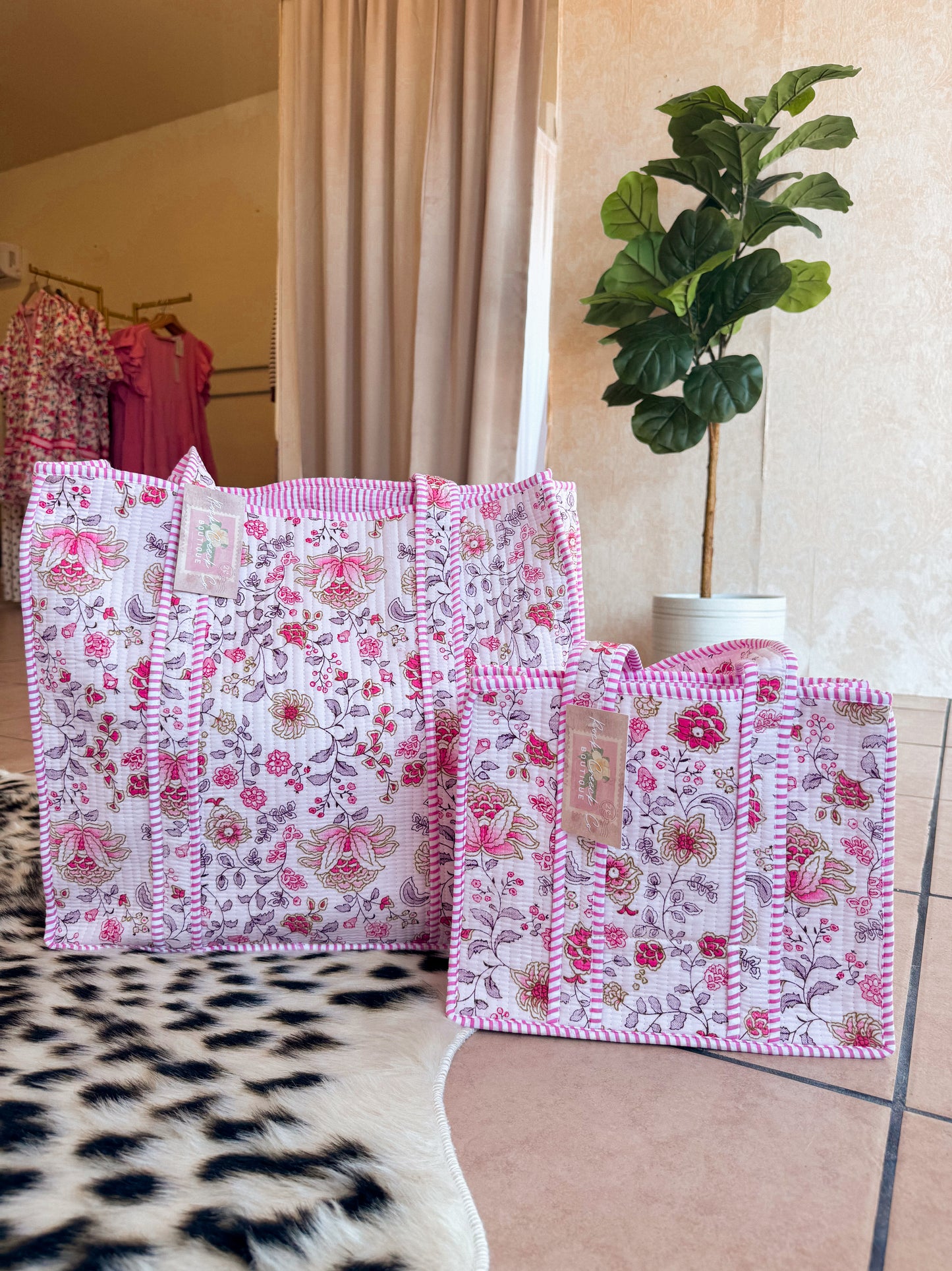 Light Pink Floral Quilted Bag