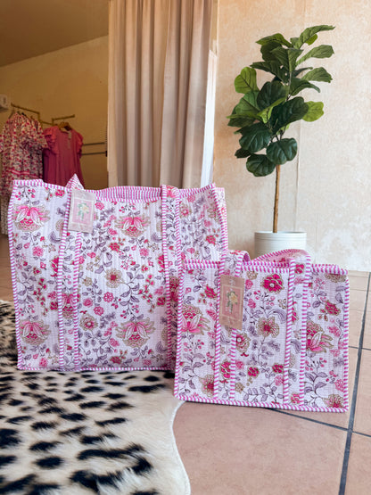 Light Pink Floral Quilted Bag