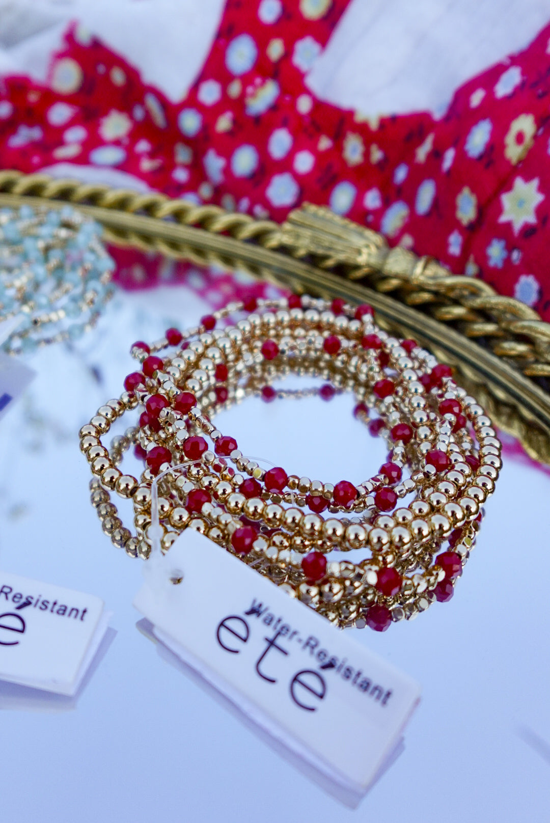 Red and Gold Bracelet Stack