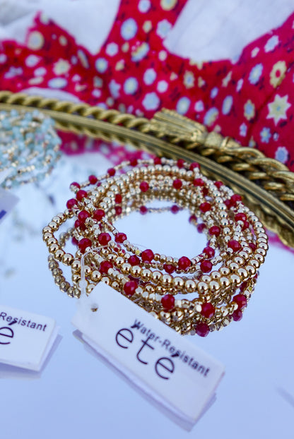 Red and Gold Bracelet Stack