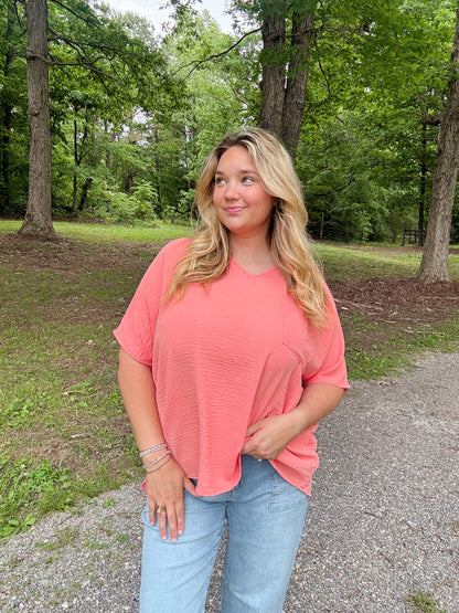 Coral Airflow Pocket Lightweight Top