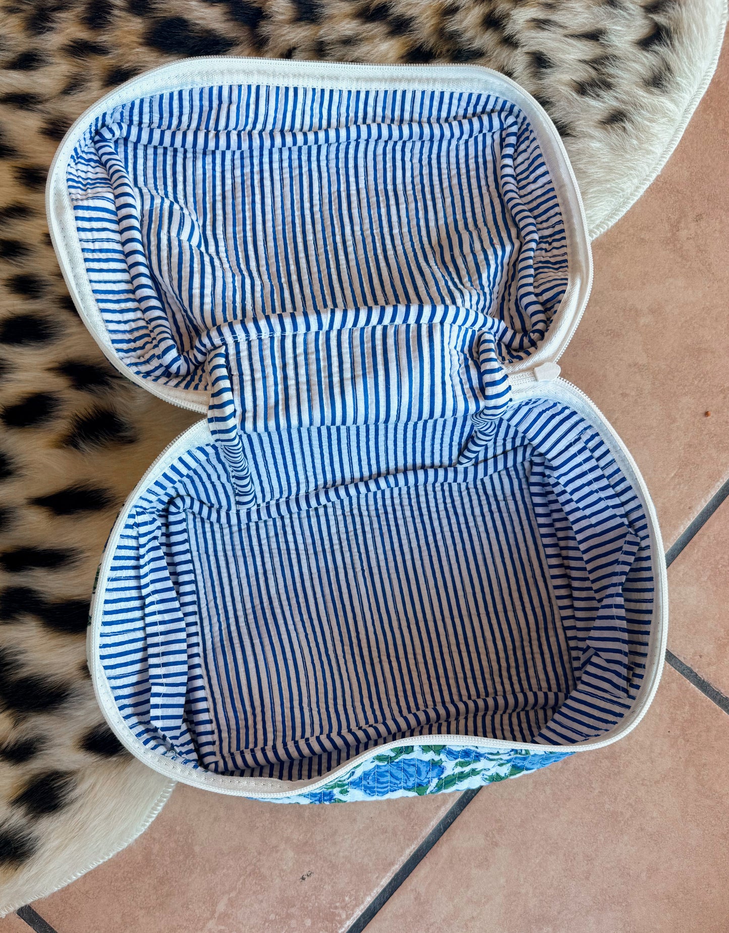 Blue and White Floral Quilted Bag