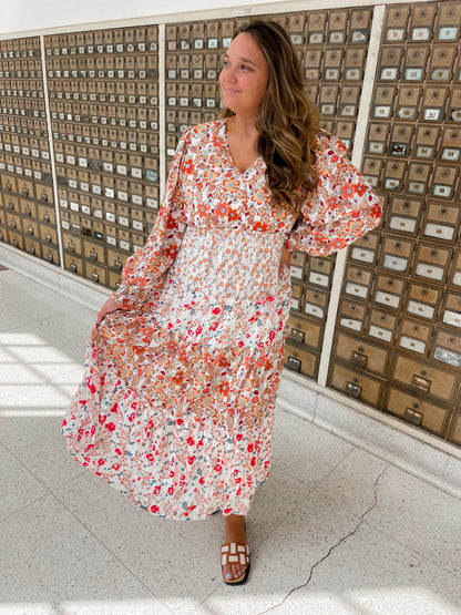 Floral Patterned Long Sleeve Dress