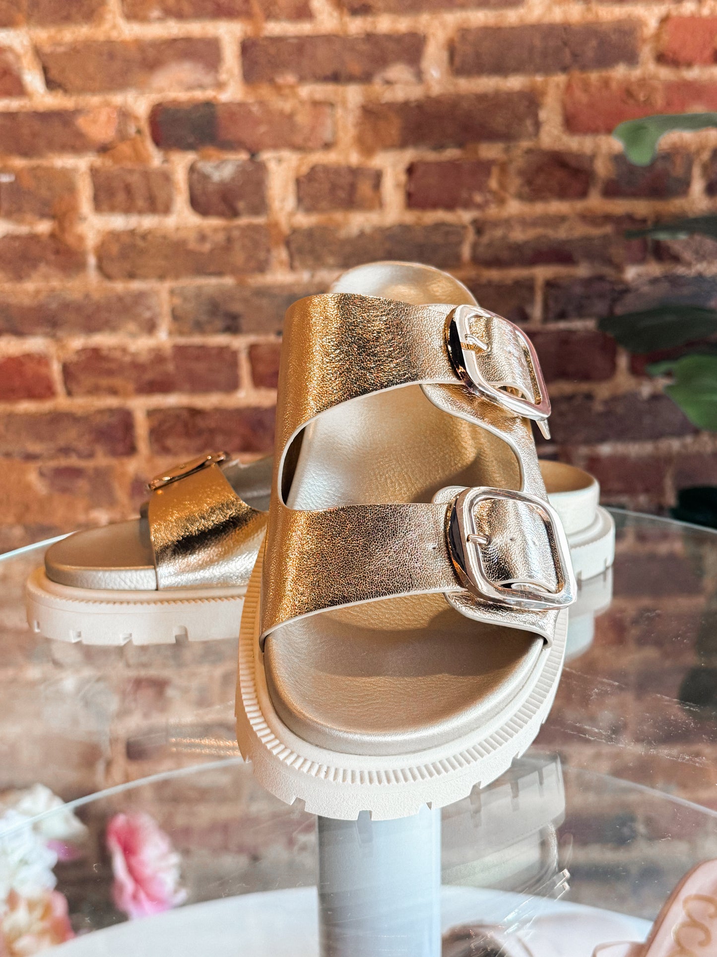 Gold Slip On Mia Sandals