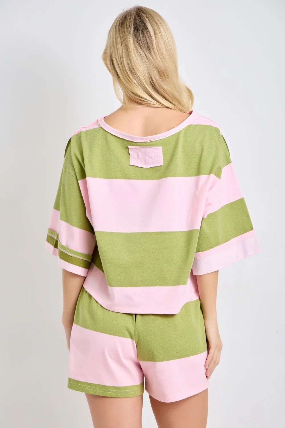 Pink and Green Striped Set
