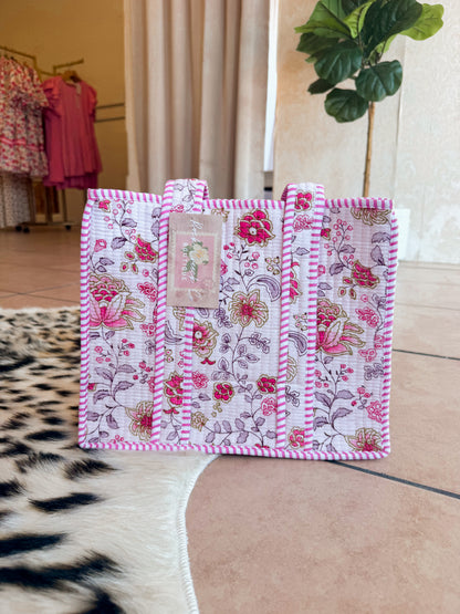 Light Pink Floral Quilted Bag