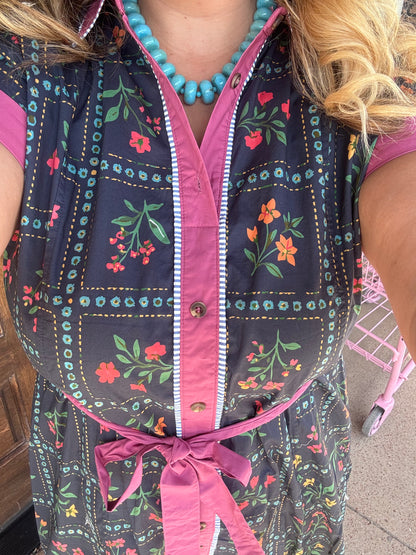 Navy Floral Fall Dress