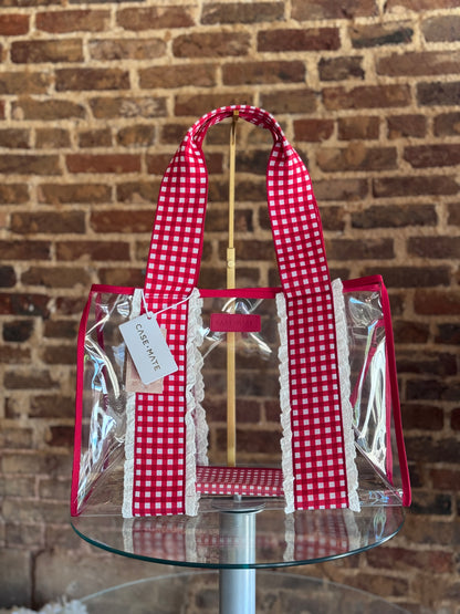 Cherry Gingham Jelly Tote Bag