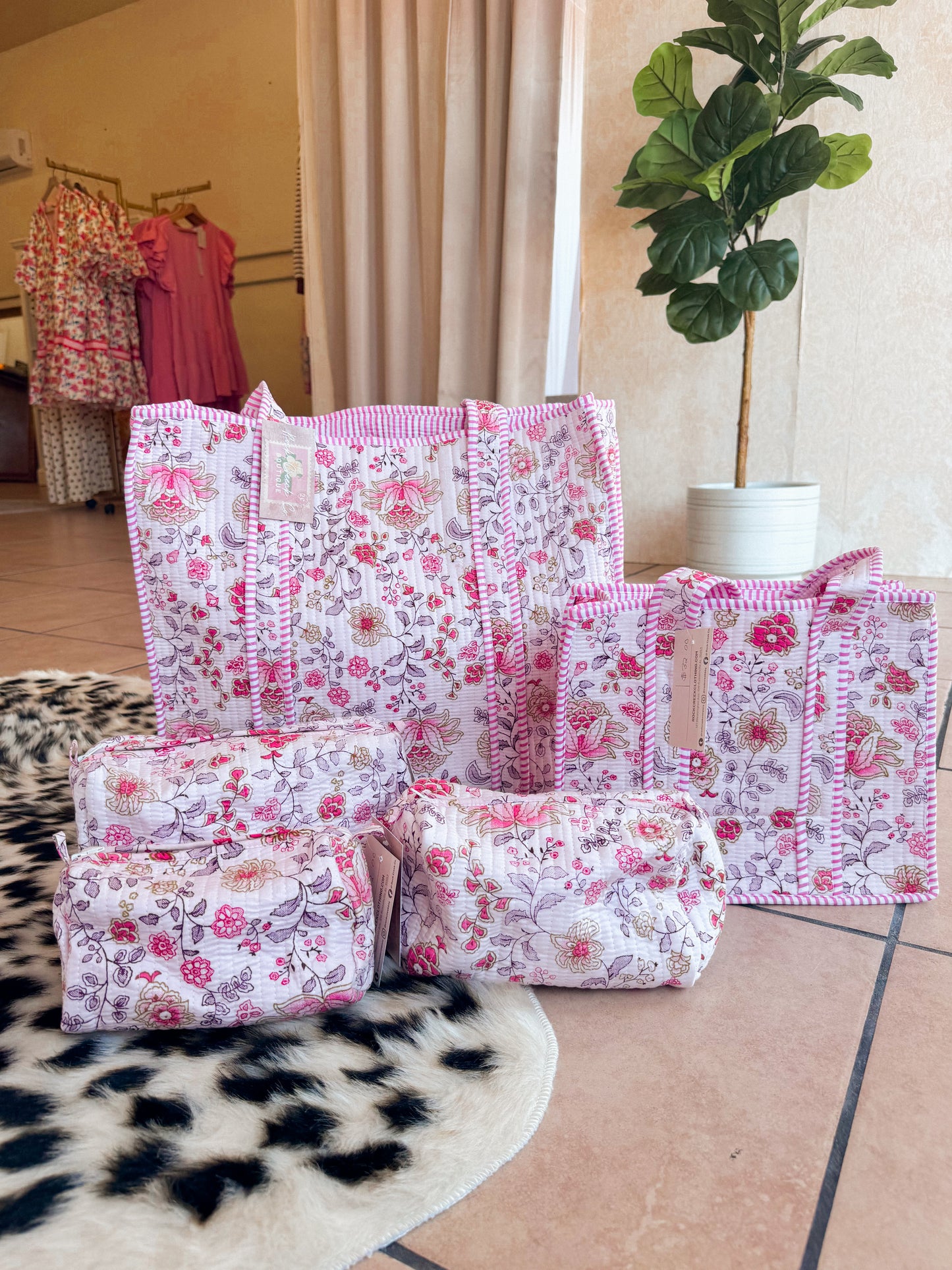 Light Pink Floral Quilted Bag