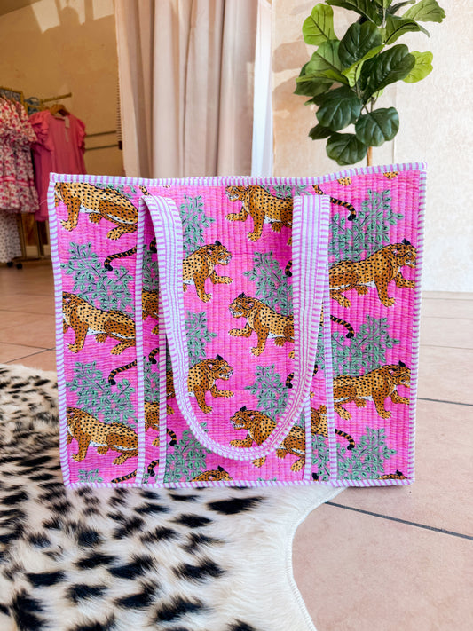 Pink Cheetah Quilted Bag
