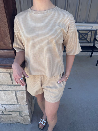 Tan Pin Striped Set